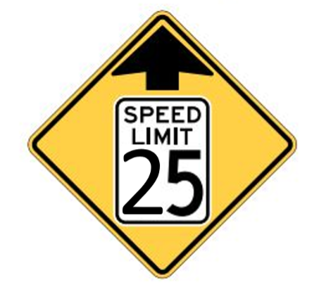 Figures of the recommended speed limit sign, recommended stop ahead sign, recommended reduced speed limit ahead sign. Figures of the recommended speed limit sign, recommended stop ahead sign, recommended reduced speed limit ahead sign.